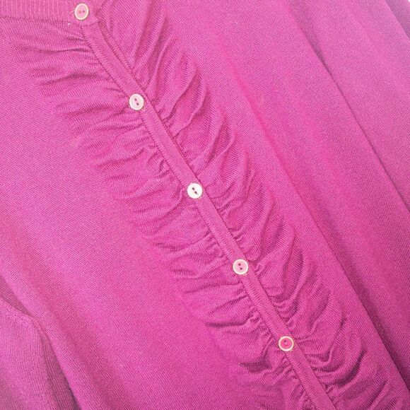 Carolyn Taylor Purple Ruffle Front‎ Button Cardigan Size XL - Picture 4 of 6